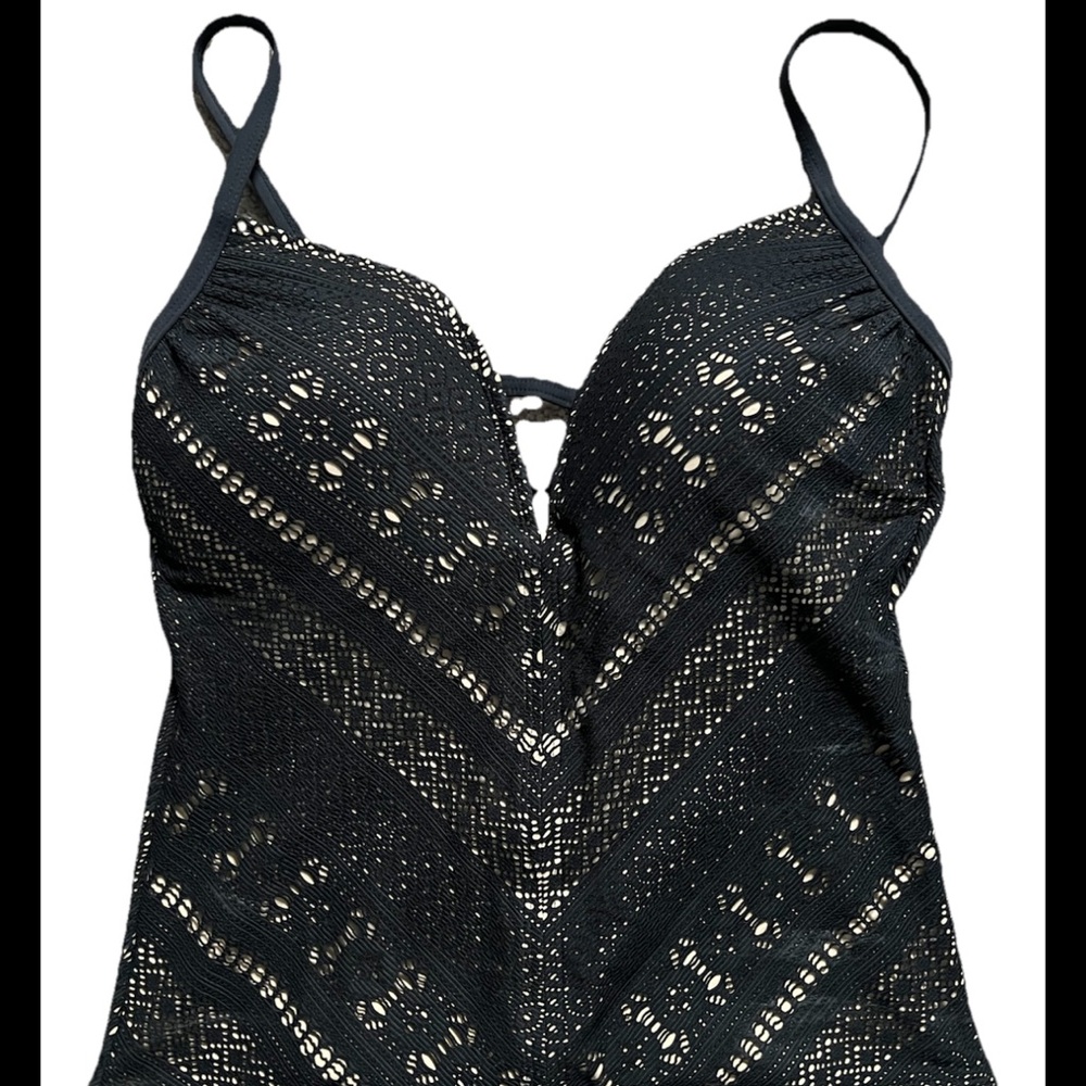 Bleu Rod Beattie Black Crochet Swimsuit
